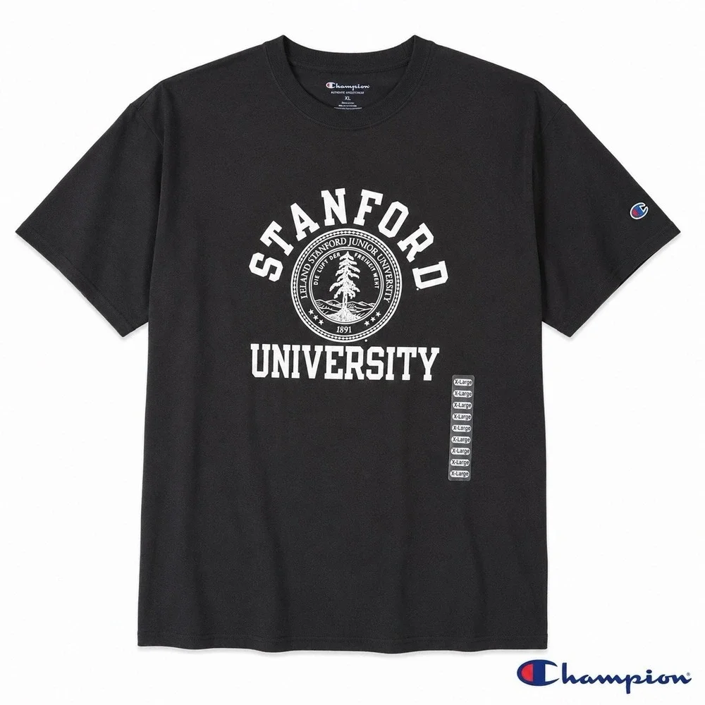 Champion Stanford University Graphic T-Shirt Black Men's XL Short Sleeve Cotton - Picture 2 of 10